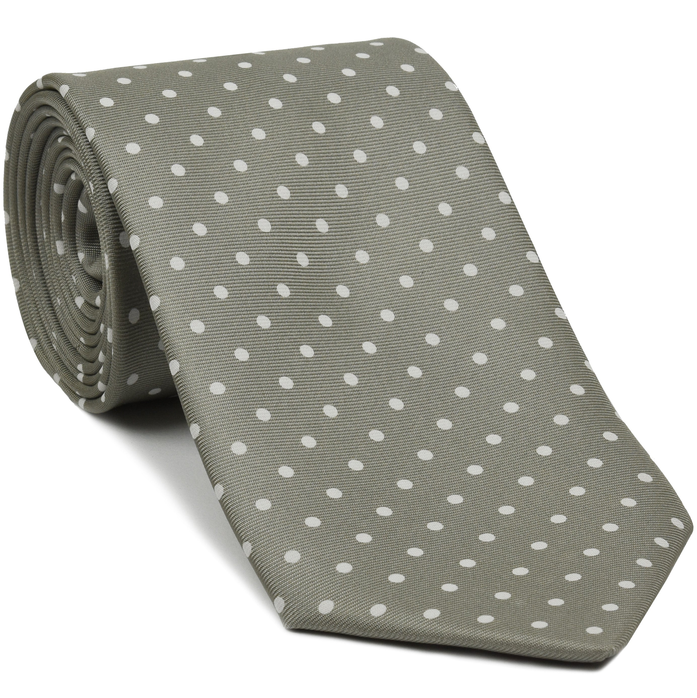 {[en]:White on Silver Brown Macclesfield Printed Silk Tie