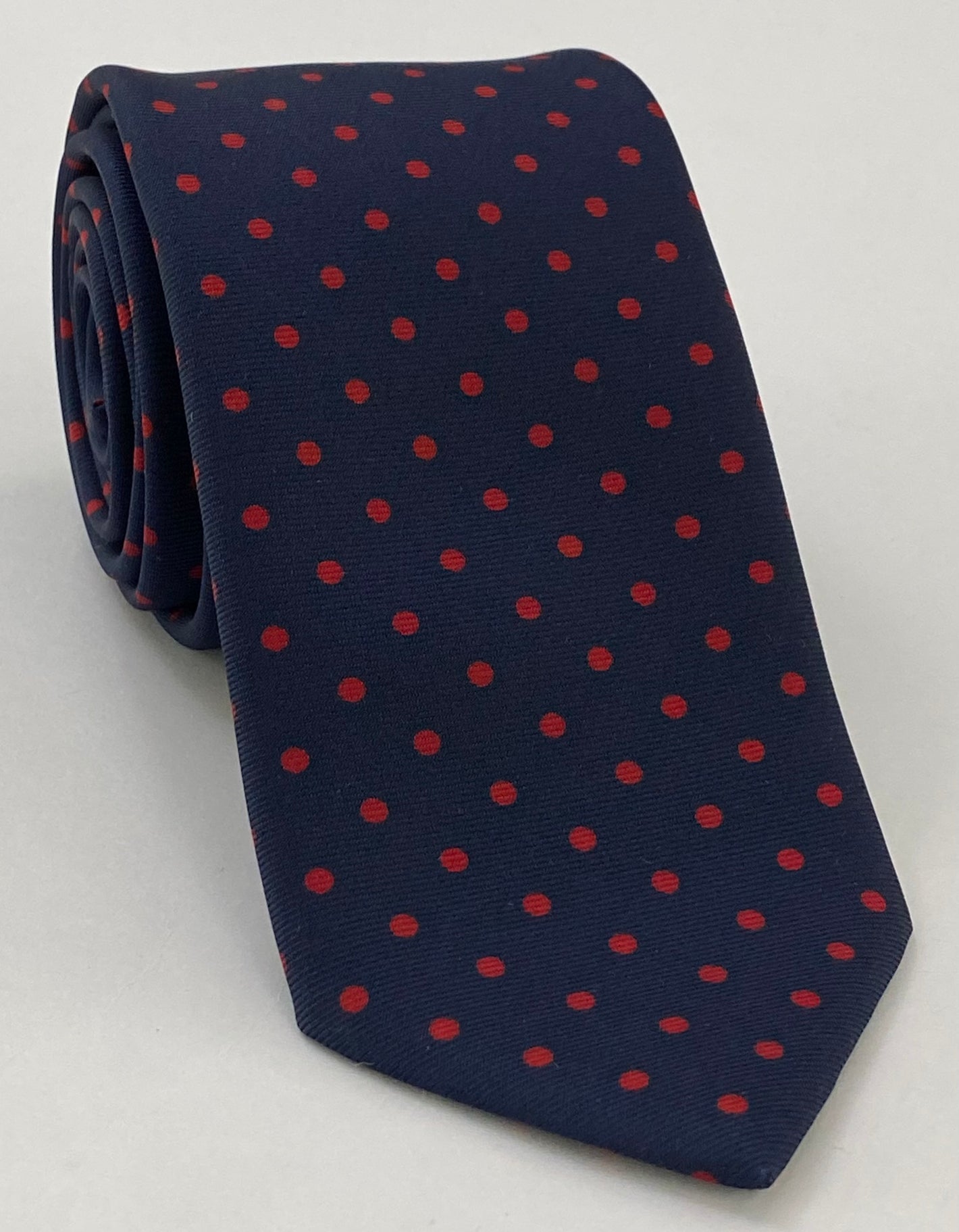 Dark Red on Dark Navy Blue Macclesfield Printed Silk Tie MCDT-17