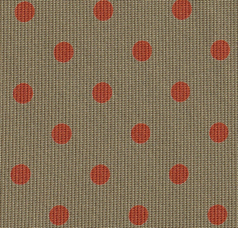 {[en]:Orange Brick on Khaki Macclesfield Print Dot Silk Pocket Square