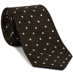 {[en]:White On Bitter Chocolate Printed Dot Silk Tie