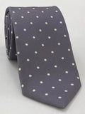Off-White on Charcoal Gray Print Dot Silk Tie MCDT-32