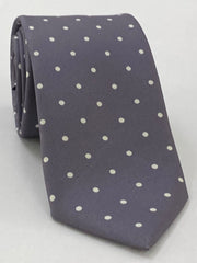 Off-White on Charcoal Gray Print Dot Silk Tie MCDT-32