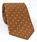 Off-White on Chocolate Print Dot Silk Tie MCDT-33