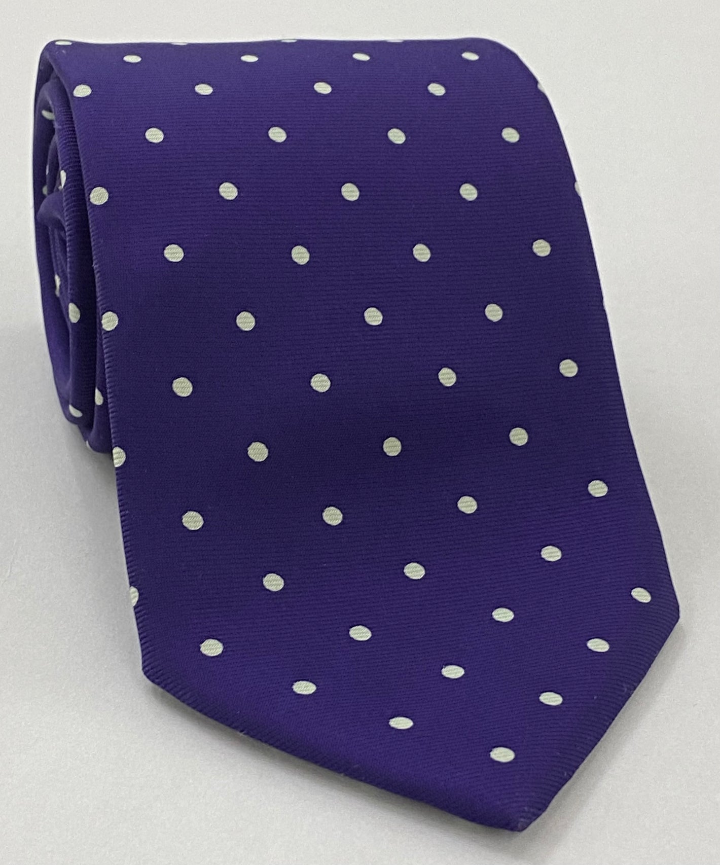 White On Purple Printed Dot Silk Tie MCDT-4
