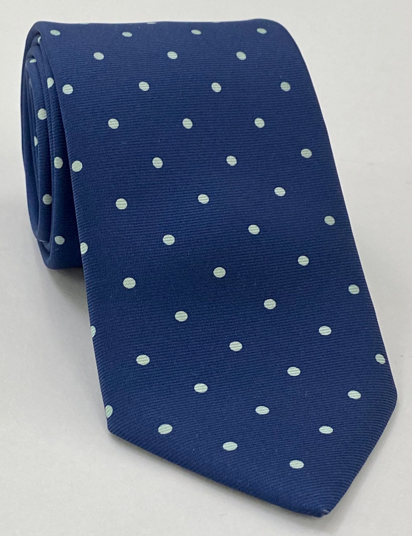 Off-White on Dark Navy Blue Print Dot Silk Pocket Square MCDP-46