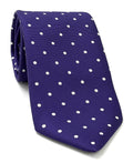 White On Purple Printed Dot Silk Tie MCDT-4