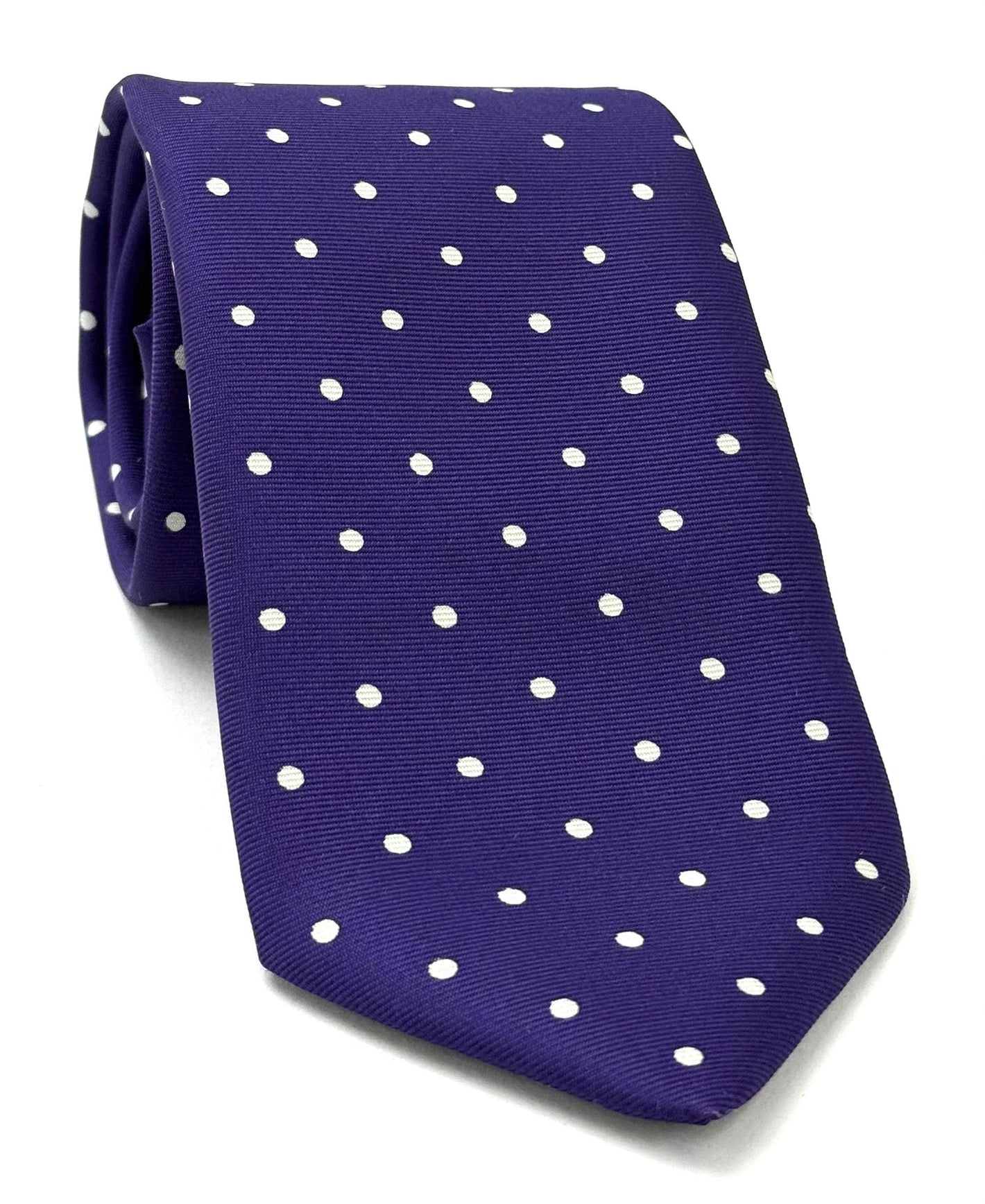 紫底白點印花絲綢領帶 MCDT-4