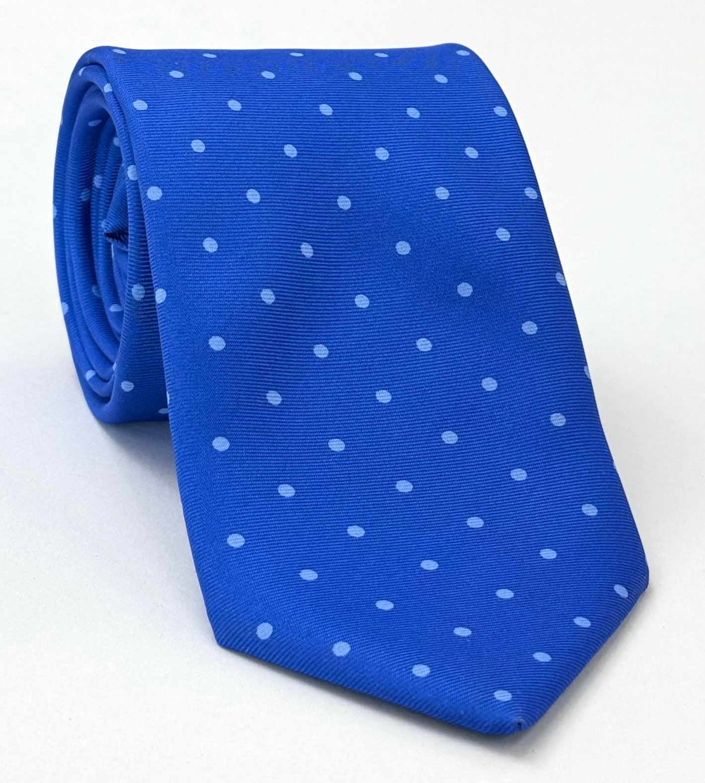 Sky Blue On Royal Blue Macclesfield Printed Dot Silk Tie MCDT-5