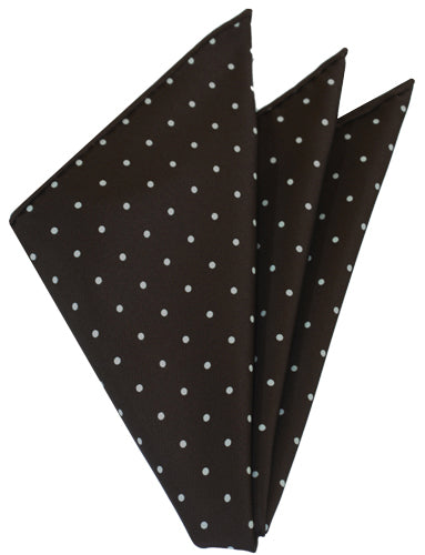 {[en]:White On Bitter Chocolate Printed Dot Silk Tie
