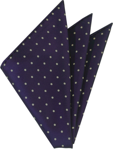 {[en]:White On Purple Printed Dot Silk Tie