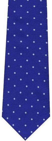 {[en]:White On Royal Blue Printed Dot Silk Tie