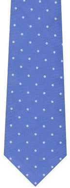 {[en]:White On Sky Blue Printed Dot Silk Tie