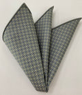 Blue & White on Gray Macclesfield Printed Silk Pocket Square MCP-143