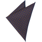 {[en]:Dark Red, Green, Black & Dark Gold Macclesfield Print Pattern Silk Pocket Square