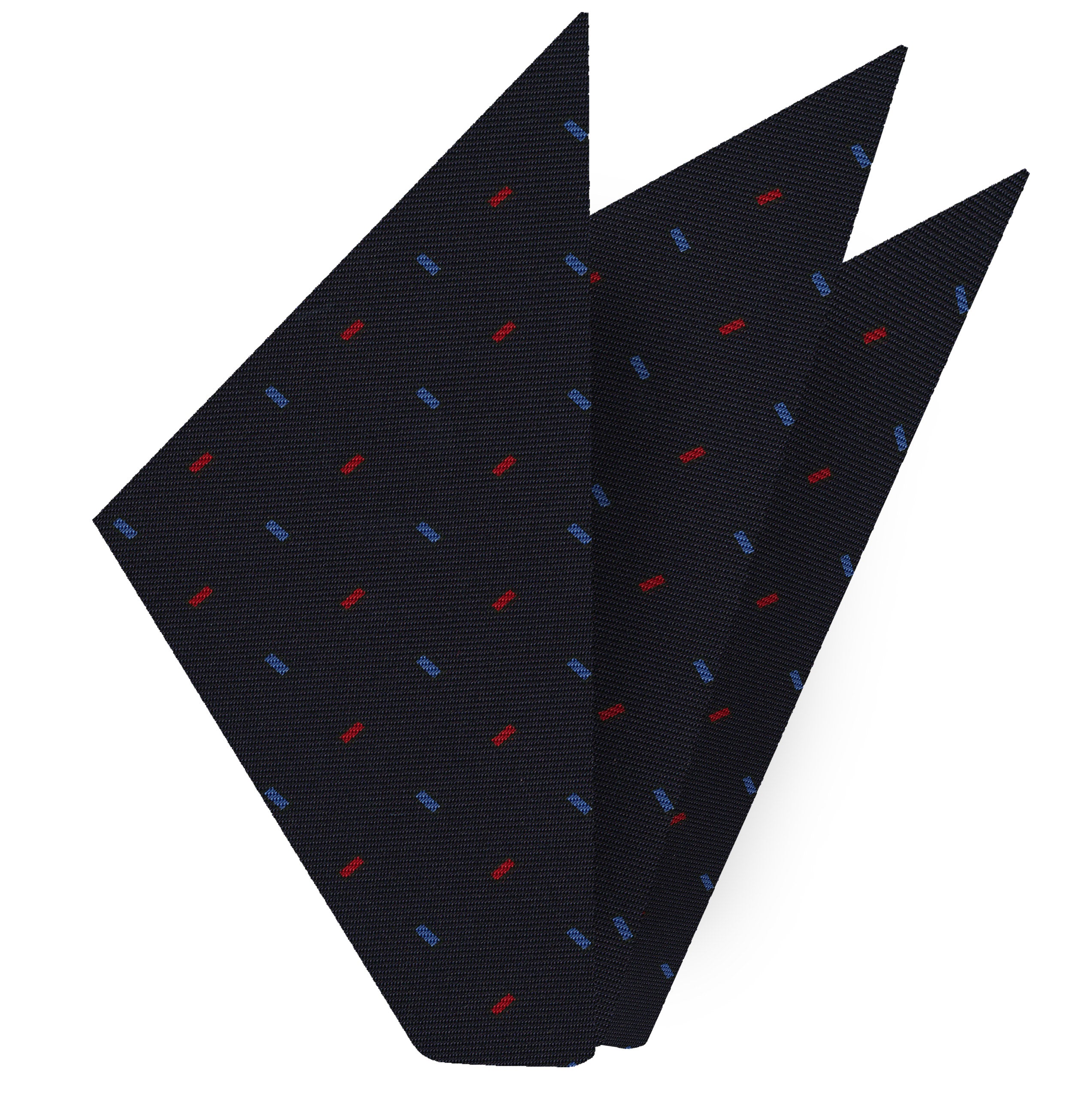 {[en]:Sky Blue & Red On Midnight Blue Macclesfield Print Silk Pocket Square