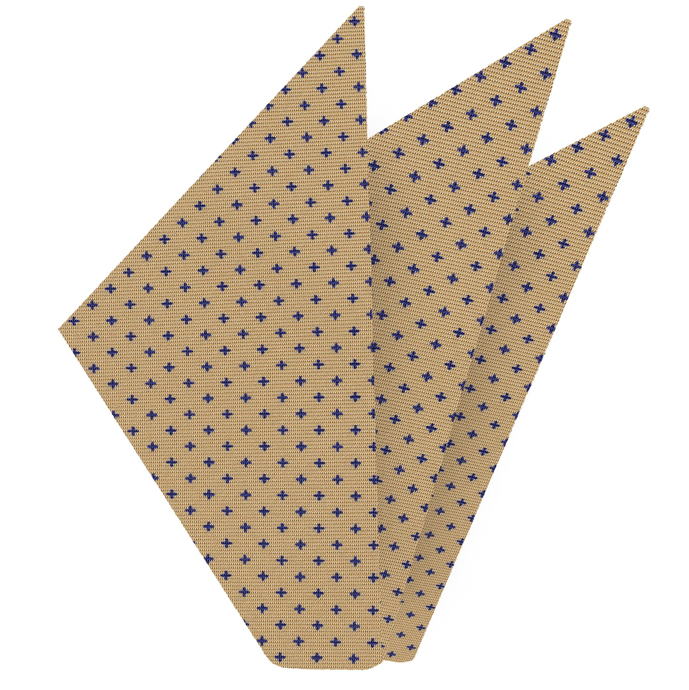 {[en]:Dark Blue on Soft Orange Gold  Macclesfield Print Silk Pocket Square
