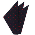 {[en]:Red on Midnight Blue Macclesfield Print Silk Pocket Square