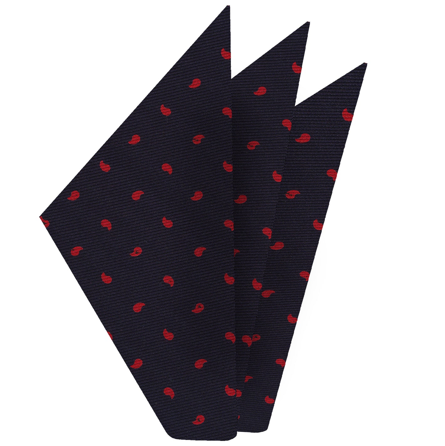 {[en]:Red on Midnight Blue Macclesfield Print Silk Pocket Square