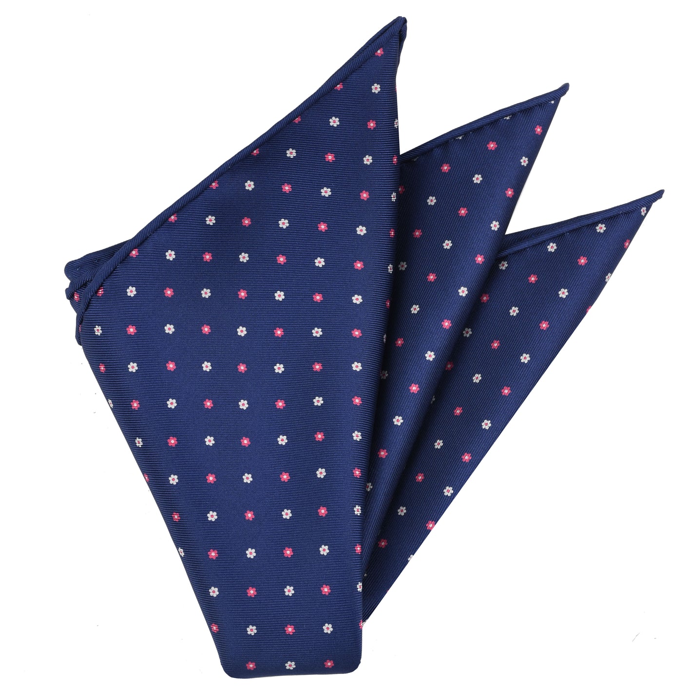 {[en]:White & Soft Pink on Purple/Blue Macclesfield Print Silk Pocket Square