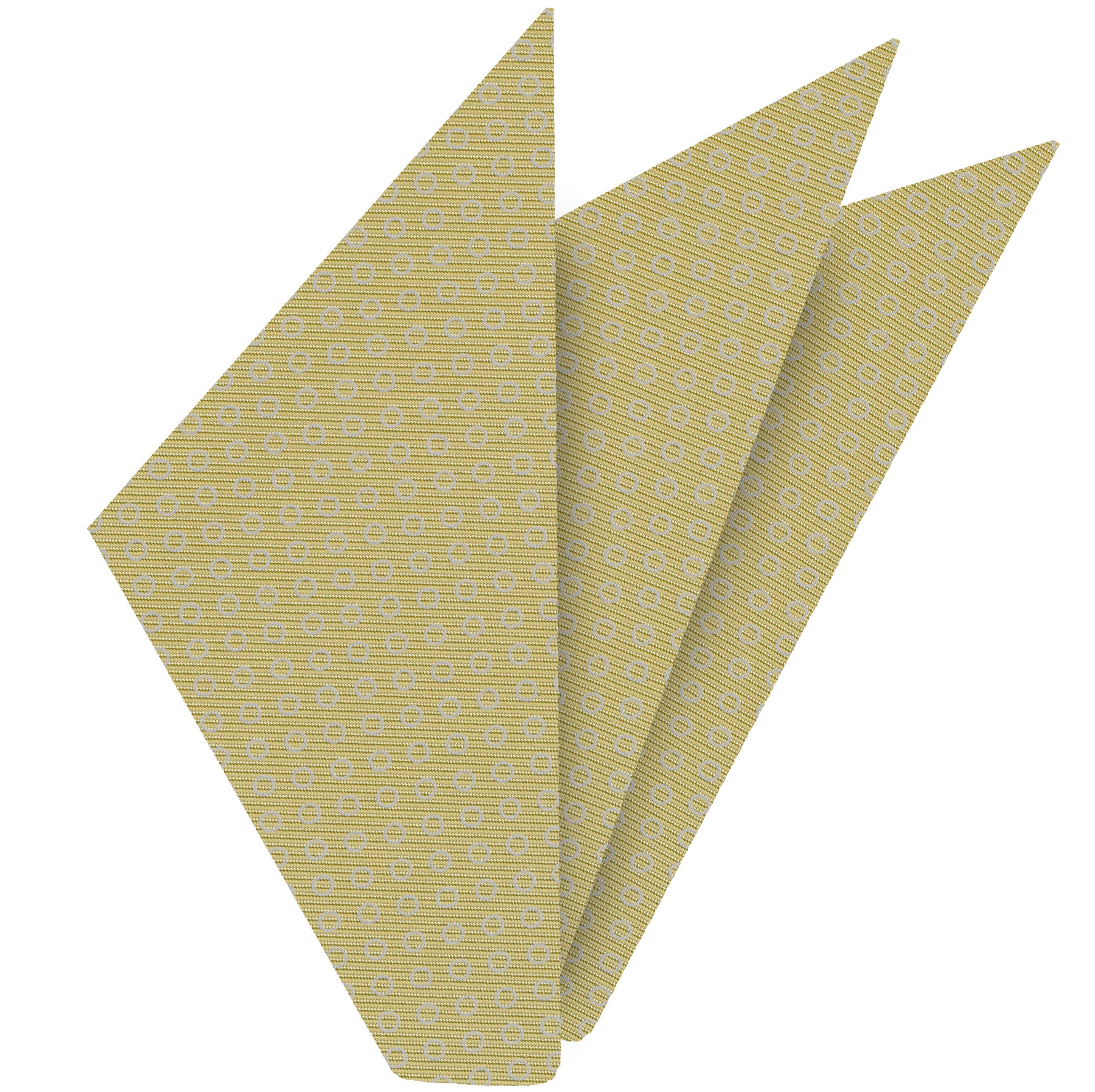 {[en]:White on Soft Gold Macclesfield Print Silk Pocket Square