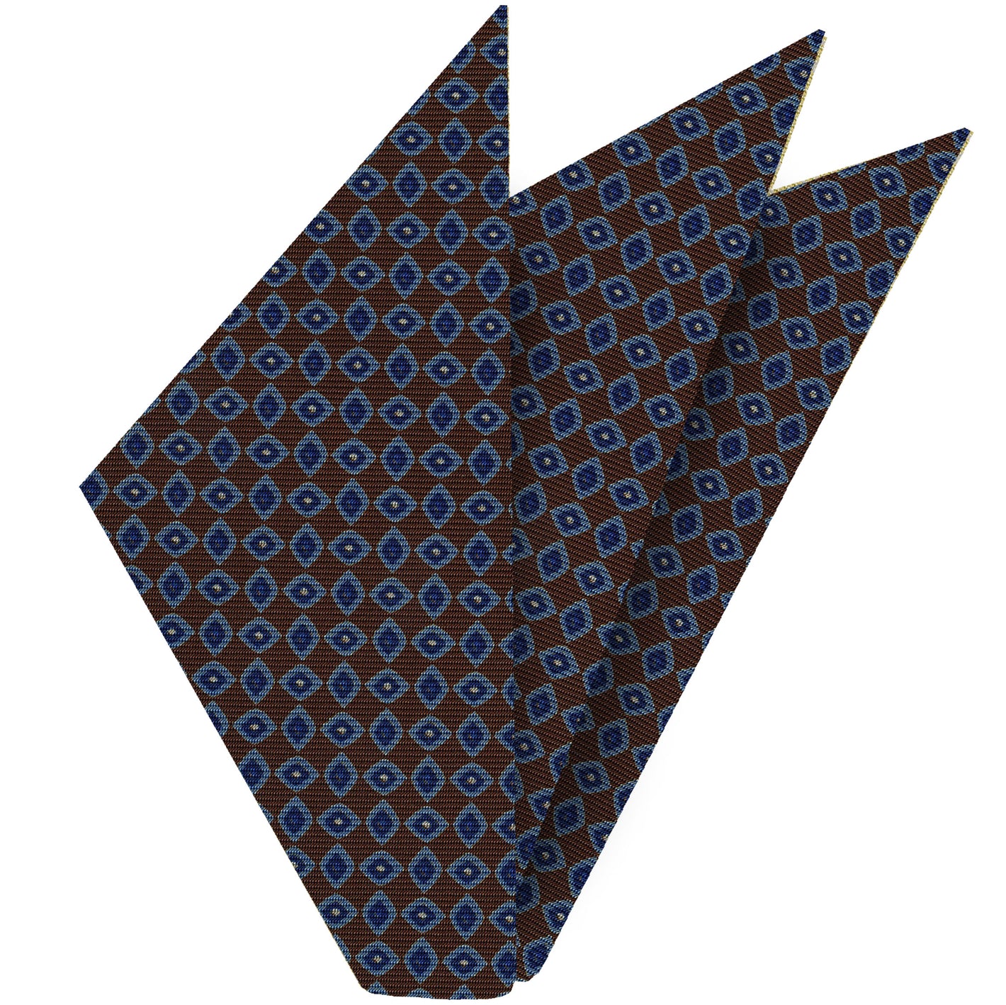 {[en]:Sky Blue, Blue & White on Dark Chocolate Macclesfield Print Silk Pocket Square