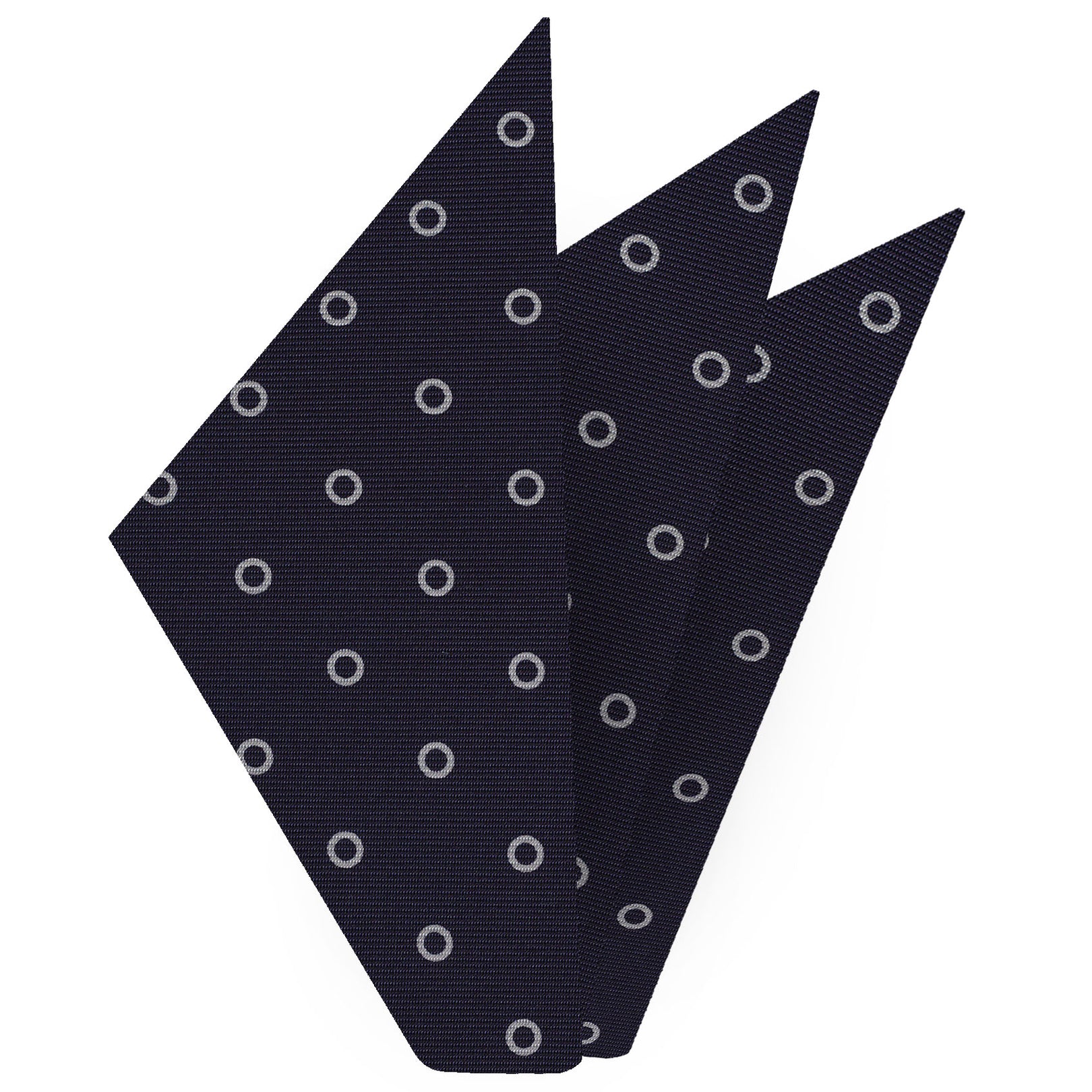 {[en]:Off-White on Midnight Blue Macclesfield Print Pattern Silk Pocket Square