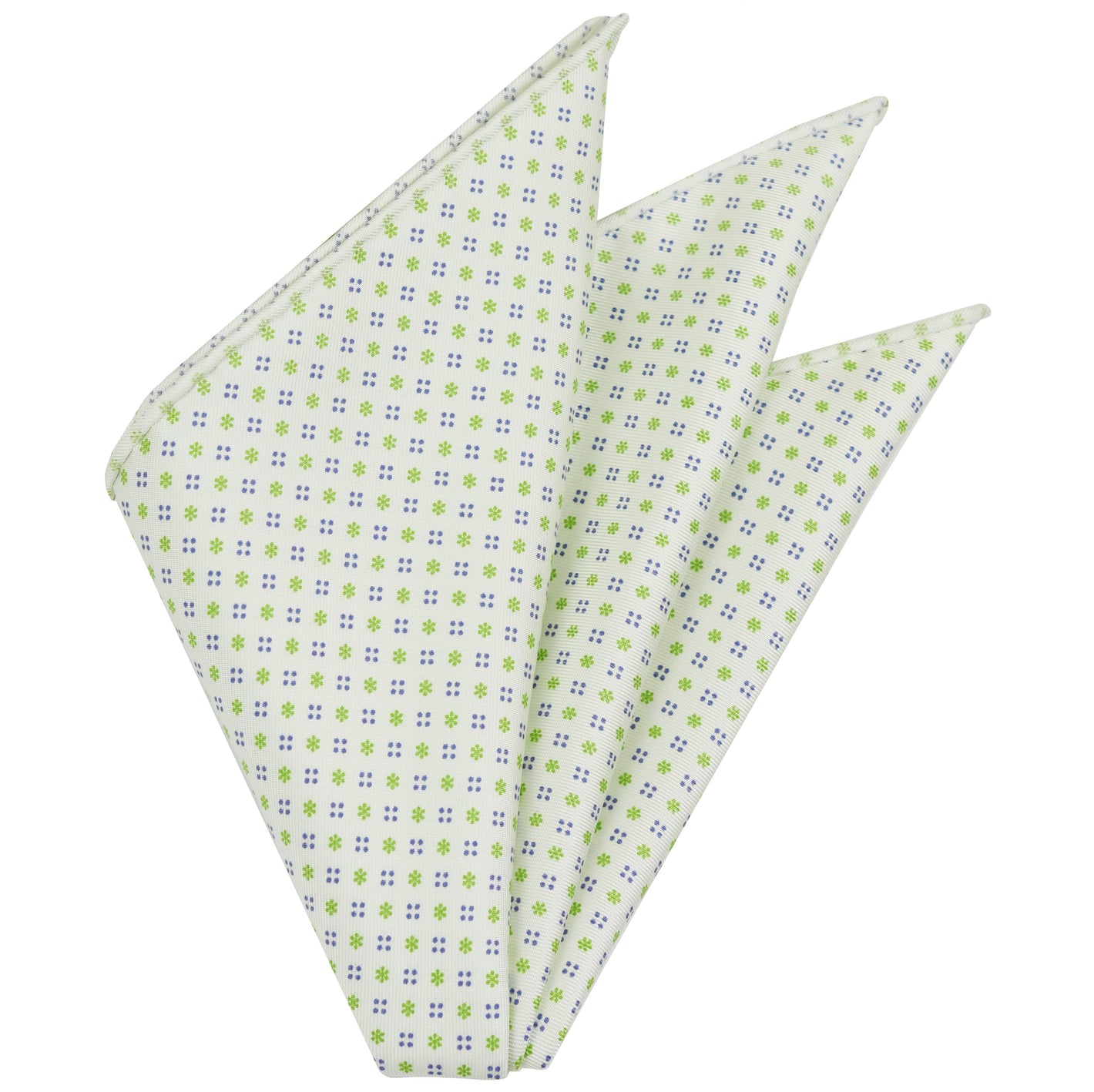 Lime Green & Purple Blue on White Macclesfield Print Pattern Silk