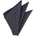 {[en]:Sky Blue, Blue, Pink & White on Midnight Blue Macclesfield Print Silk Pocket Square