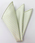 Lime Green & Purple Blue on White Macclesfield Print Pattern Silk Pocket Square MCP-452