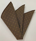 Yellow Gold & Off White on Chocolate Macclesfield Printed Silk Pocket Square MCP-46