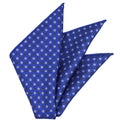 White, Black & Yellow on Royal Blue Macclesfield Print Pattern Silk