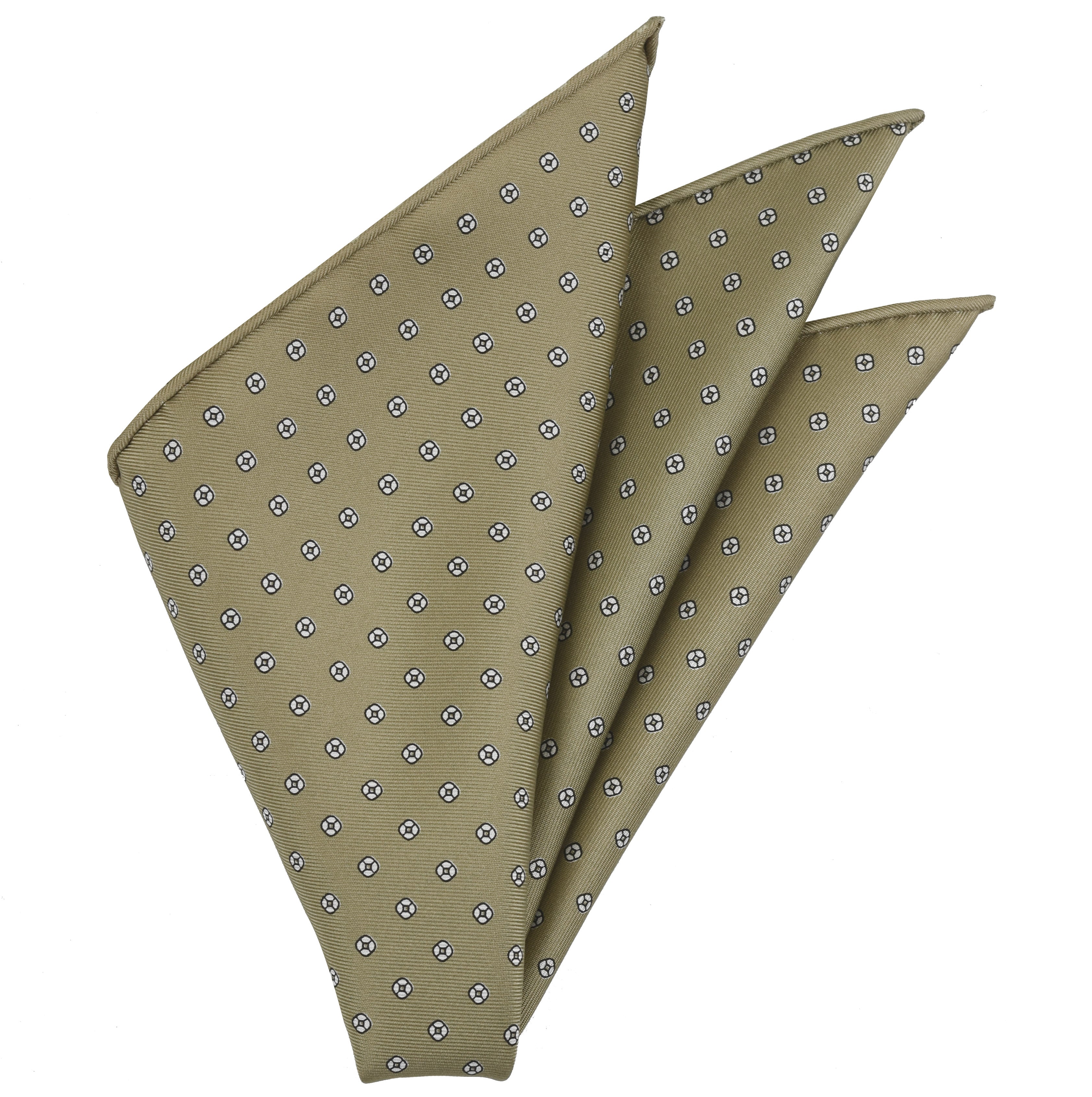 Black & White on Sand Macclesfield Print Pattern Silk Pocket Square #MCP-485