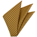 {[en]:Red, White & Ocean Blue on Light Gold Macclesfield Print Pattern Silk Pocket Square