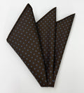 Powder Blue on Dark Chocolate Macclesfield Print Pattern Silk Pocket Square MCP-519