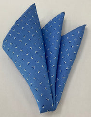Blue & White on Sky Blue Macclesfield (small) Pocket Square MCP-63