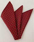 Cream on Maroon Macclesfield Printed Silk Pocket Square MCP-663