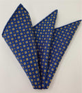 Yellow on Blue Macclesfield Printed Silk Pocket Square MCP-665