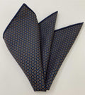 Light Blue & Yellow on Navy Macclesfield Printed Silk Pocket Square MCP-667