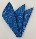 Light Blue on Blue Macclesfield Modern Madder Printed Silk Pocket Square MMPP-9