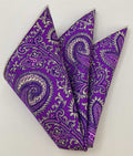 Off White on Purple Macclesfield Modern Madder Printed Silk Pocket Square MMPP-10