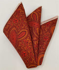 Maroon on Dark Red Macclesfield Modern Madder Printed Silk Pocket Square MMPP-11