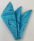 Sky Blue on Blue Macclesfield Printed Silk Pocket Square MCP-732