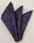 Maroon on Navy Macclesfield Printed Silk Pocket Square MCP-746