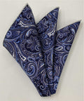 White & Blue on Navy Macclesfield Printed Silk Pocket Square MCP-752