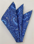藍白印花 Macclesfield 絲綢口袋方巾（淺藍底）MCP-754