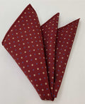 Cream & Blue on Maroon Macclesfield Printed Silk Pocket Square MCP-658