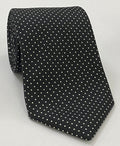 White On Black Printed Pin Dot Silk Tie MCPDT-1