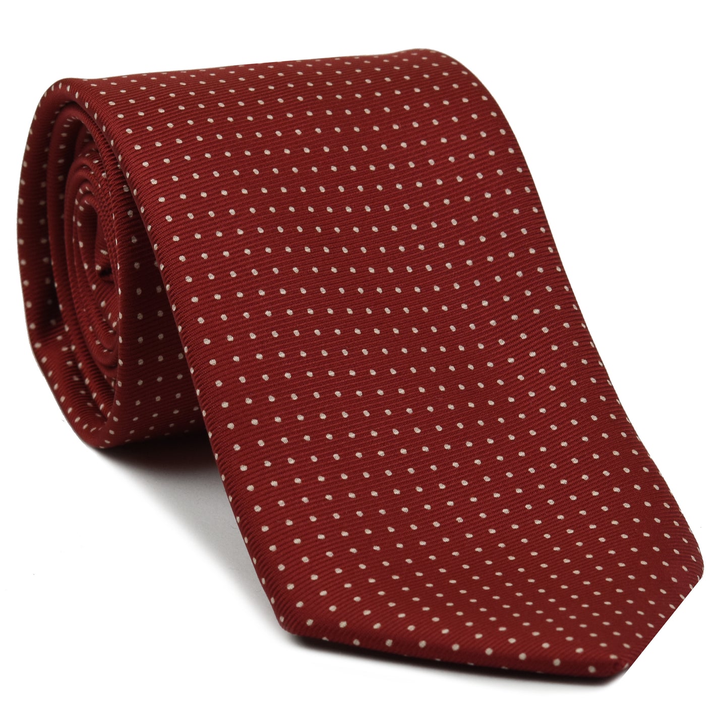 {[en]:White on Dark Red Macclesfield Silk Tie