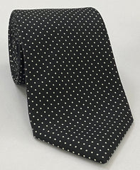 White On Black Printed Pin Dot Silk Tie MCPDT-1