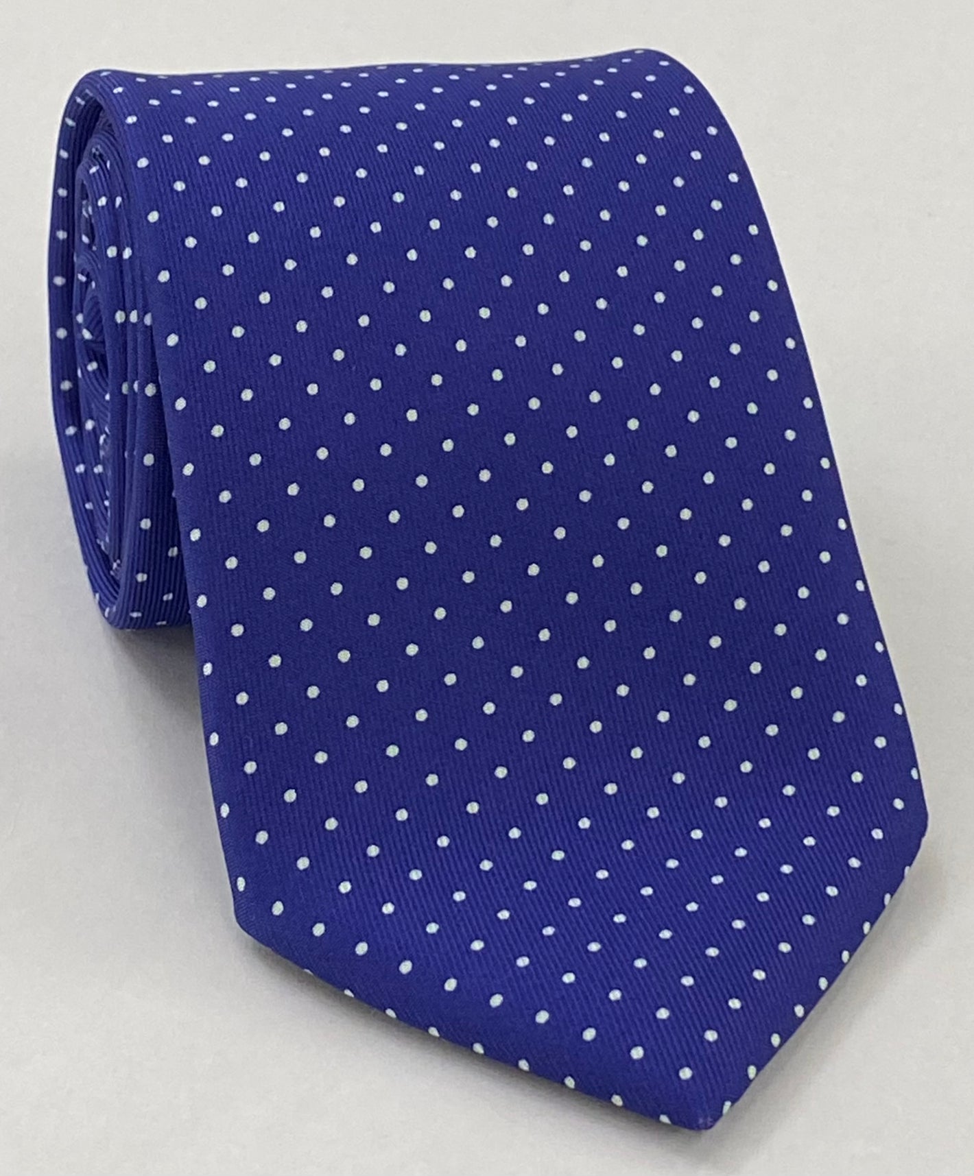 White on Purple Blue Macclesfield Print Pattern Silk Tie MCPDT-28 (MCT-482)
